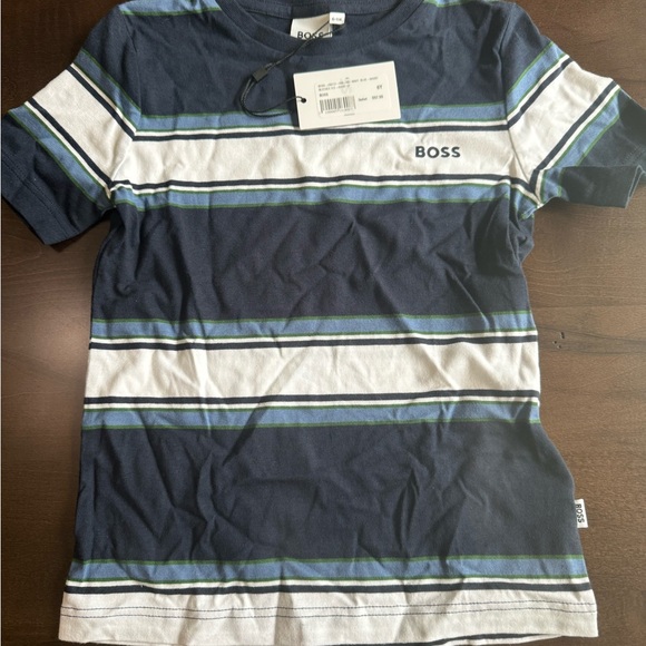 Boss Blue and White Striped Tee - Picture 1 of 3